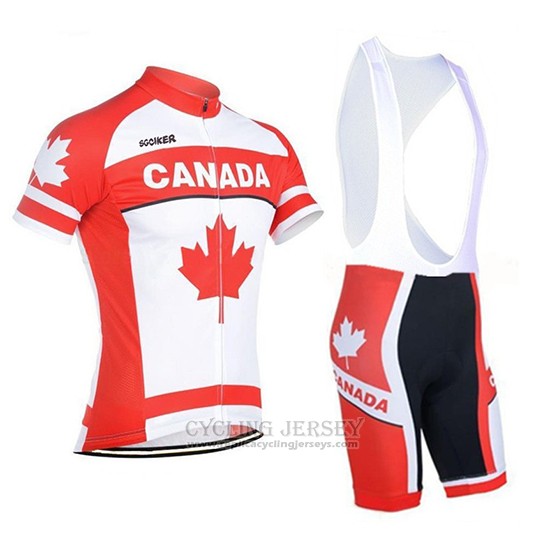 2018 Cycling Jersey Canada Orange and White Short Sleeve and Bib Short